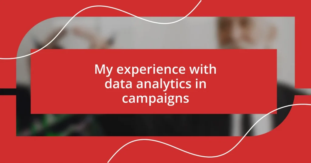 My experience with data analytics in campaigns