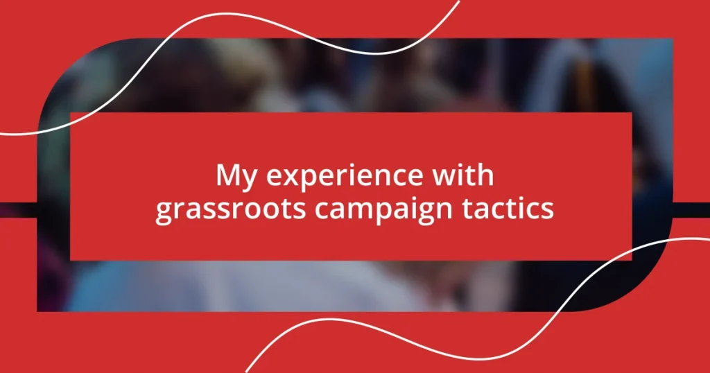 My experience with grassroots campaign tactics